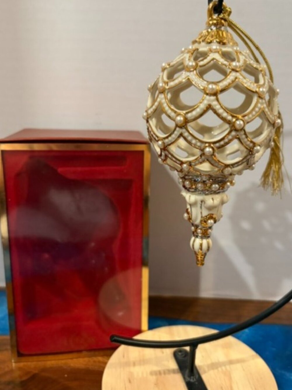 Lenox Florentine and Pearl Spire Christmas Tree Ornament with Original Box